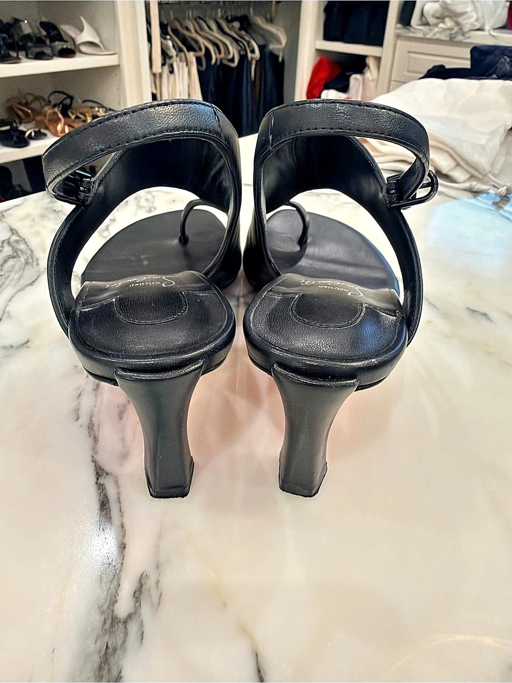 Authentic Christian Louboutin Miss Z Thong Slingback Sandal Black Heels - Picture 4 of 5